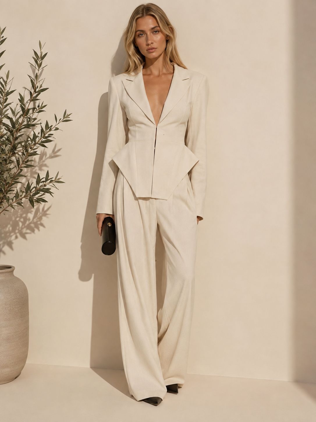 Conjunto de blazer entallado con pantalón