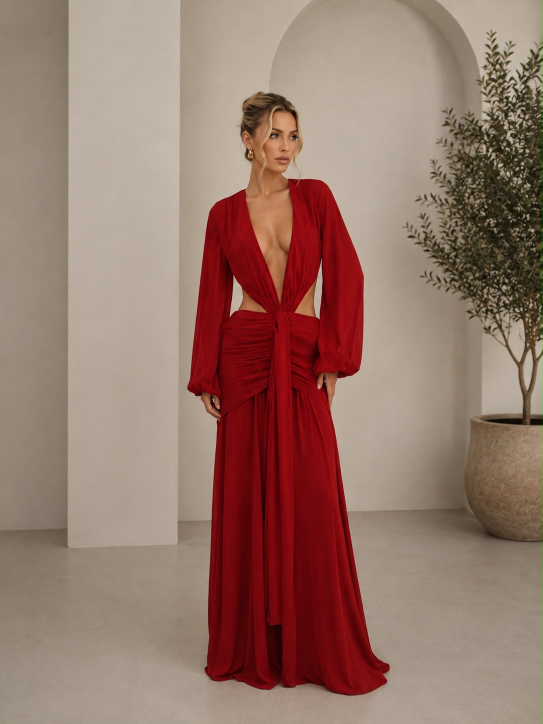 Vestido largo drapeado