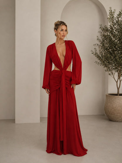 Vestido largo drapeado