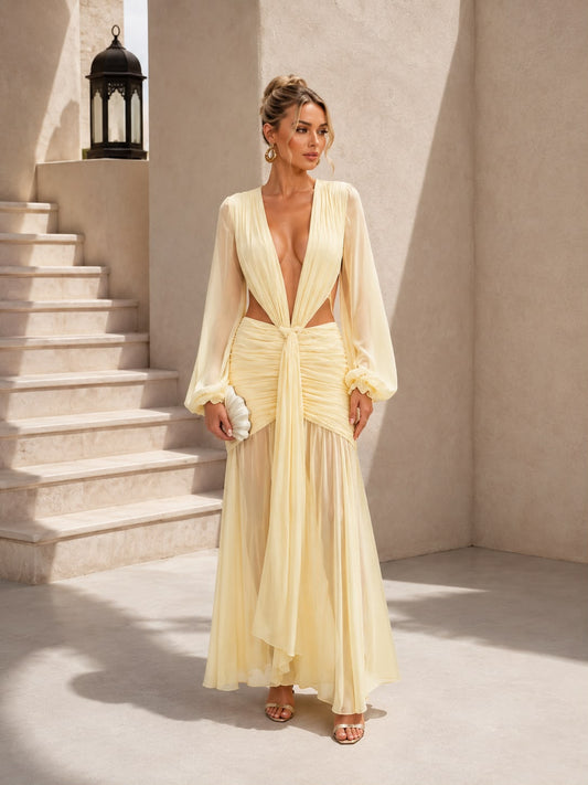 Vestido largo drapeado