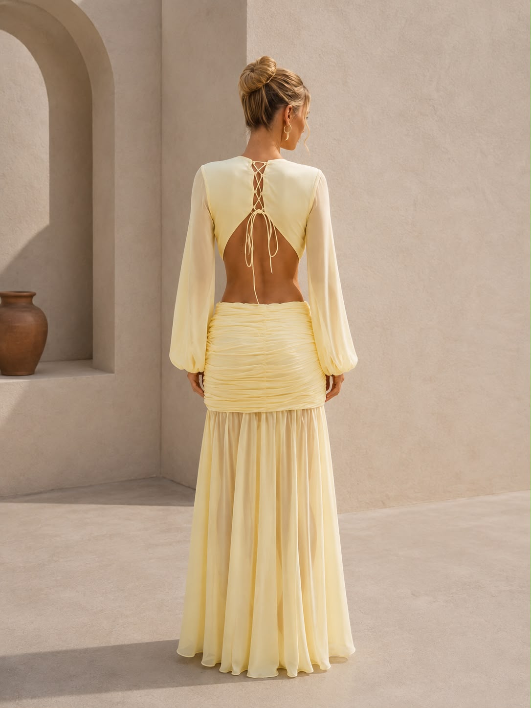 Vestido largo drapeado