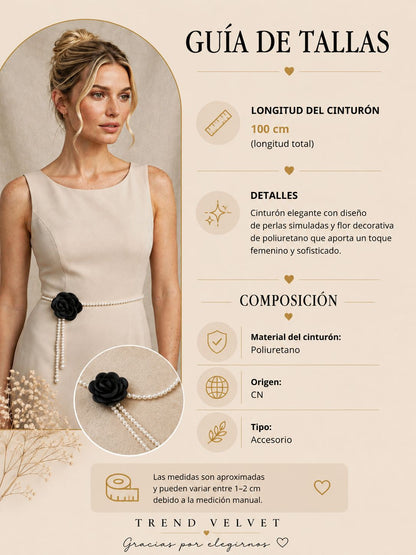 Cinturón joya floral con perlas