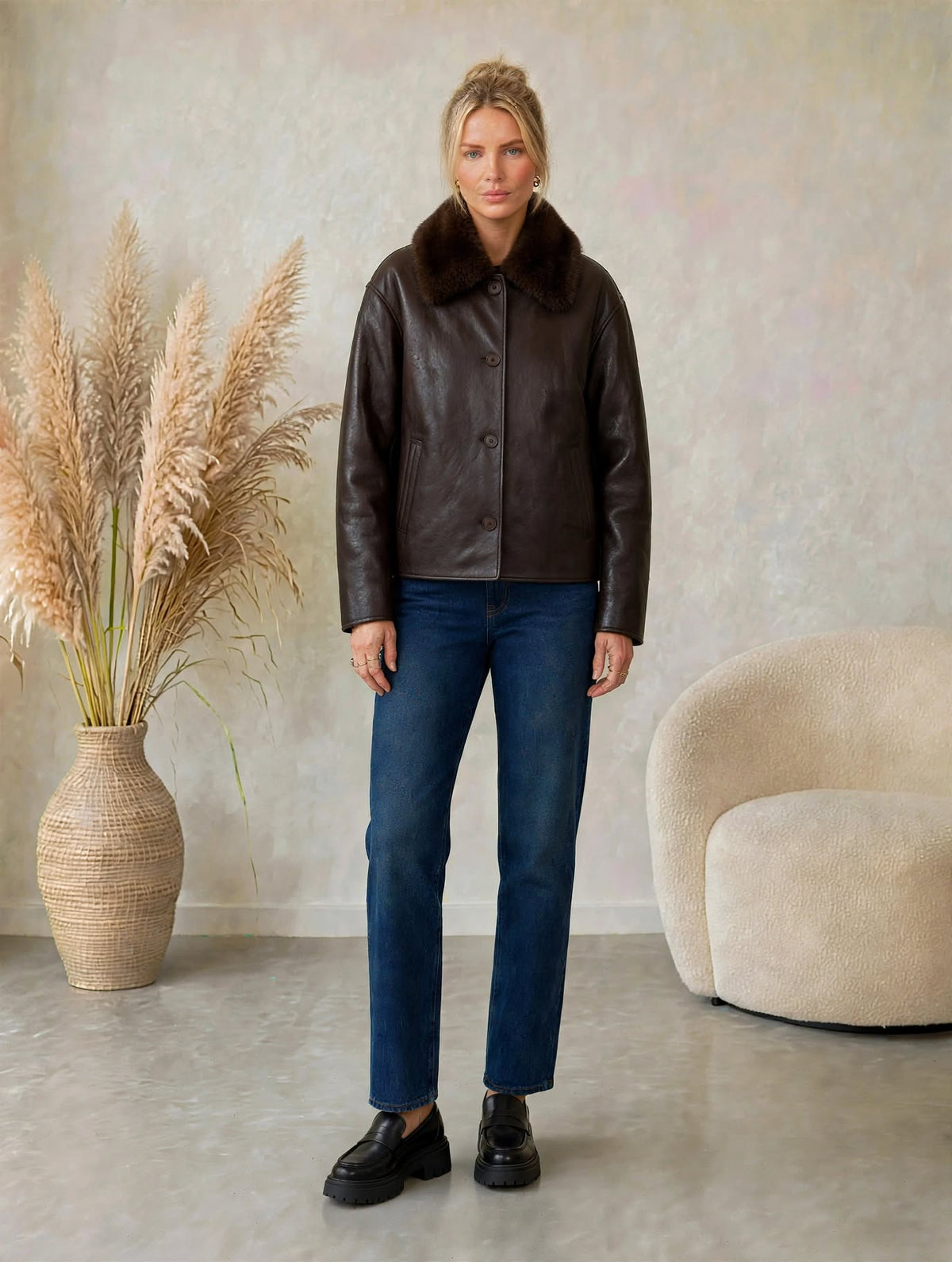 Chaqueta reversible de cuero sintético