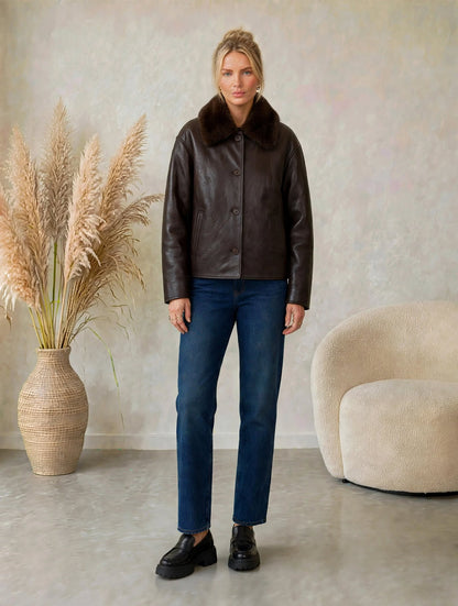 Chaqueta reversible de cuero sintético