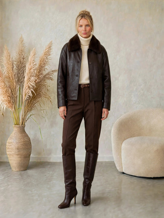 Chaqueta reversible de cuero sintético