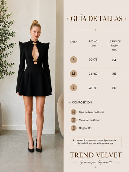 Vestido con escote cut-out y detalles dorados