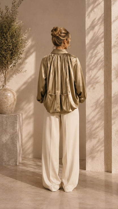 Chaqueta satinada con cremallera
