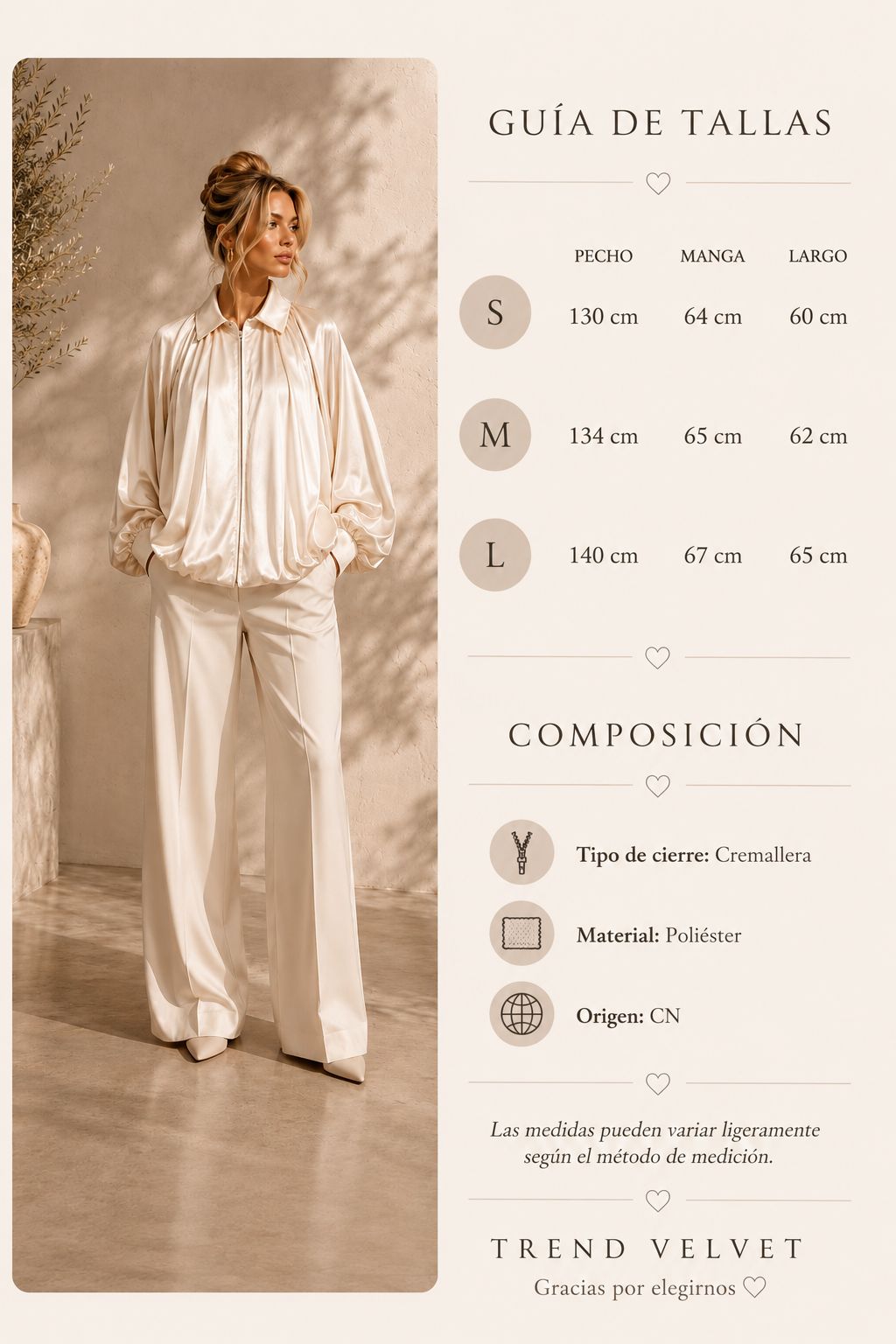 Chaqueta satinada con cremallera
