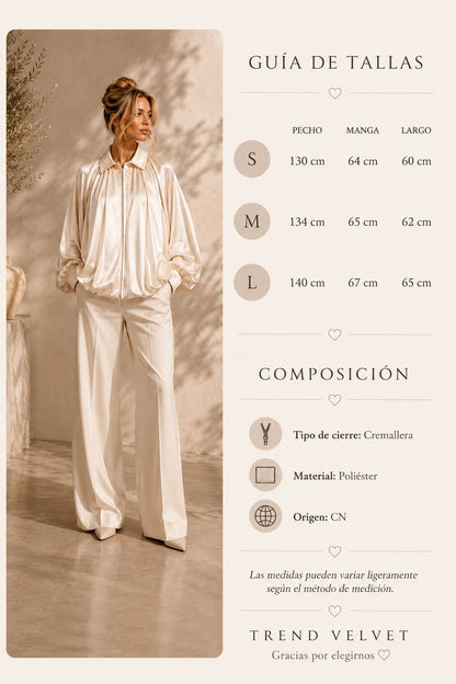 Chaqueta satinada con cremallera