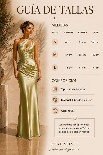 Vestido largo satinado verde