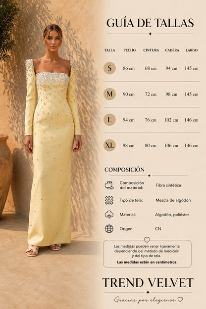 Vestido elegante largo con pedrería