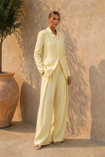 Conjunto de blazer y pantalón palazzo