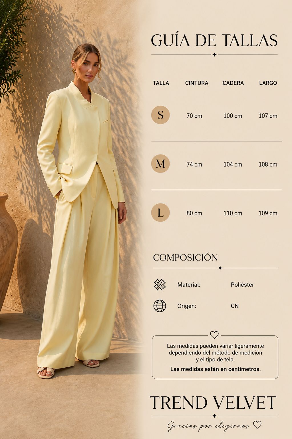 Conjunto de blazer y pantalón palazzo