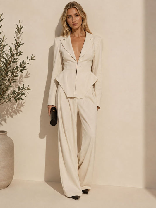 Conjunto de blazer entallado con pantalón