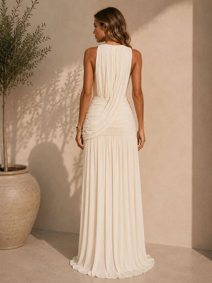 Vestido largo con escote cascada